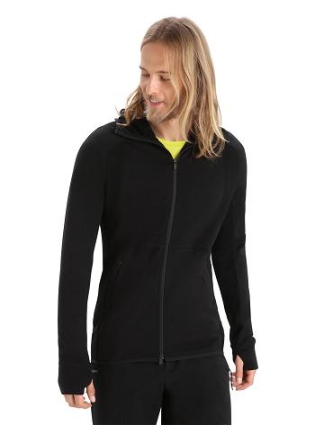 Pánské Mikiny S Kapucí Icebreaker ZoneKnit™ Merino Long Sleeve Zip Černé | CZ 1673UZGT